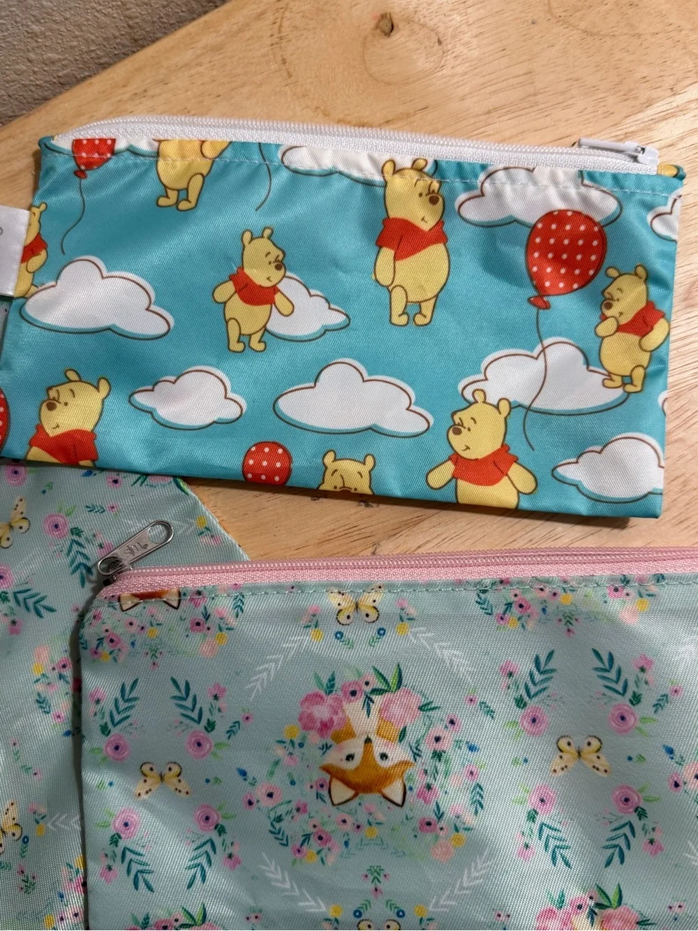 Disney Kids Wet Bag Set in Mint Green and Blue with Fox & Winnie the Pooh Prints